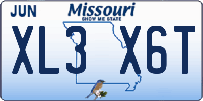 MO license plate XL3X6T