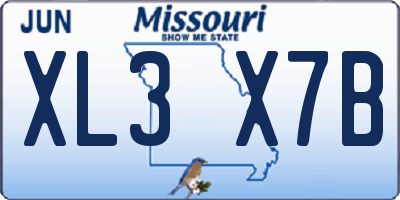 MO license plate XL3X7B