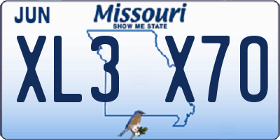 MO license plate XL3X7O