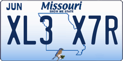 MO license plate XL3X7R