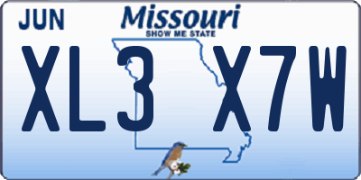 MO license plate XL3X7W