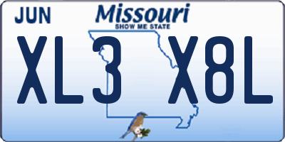 MO license plate XL3X8L