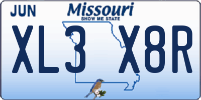 MO license plate XL3X8R