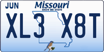 MO license plate XL3X8T