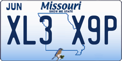 MO license plate XL3X9P