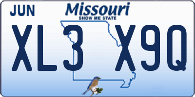 MO license plate XL3X9Q