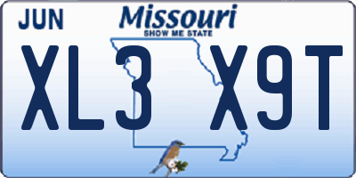 MO license plate XL3X9T