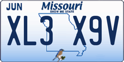 MO license plate XL3X9V