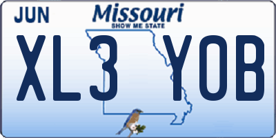 MO license plate XL3Y0B
