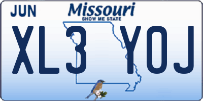 MO license plate XL3Y0J