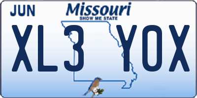 MO license plate XL3Y0X