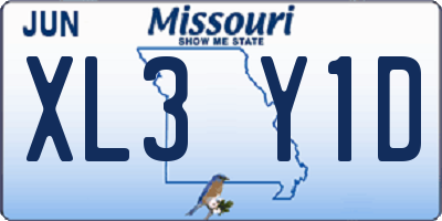 MO license plate XL3Y1D