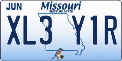 MO license plate XL3Y1R