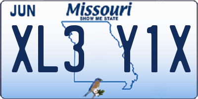 MO license plate XL3Y1X