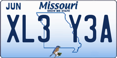 MO license plate XL3Y3A