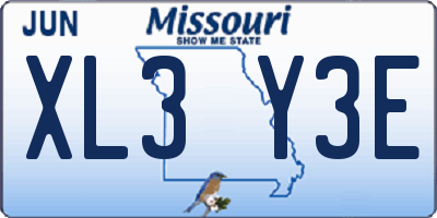 MO license plate XL3Y3E