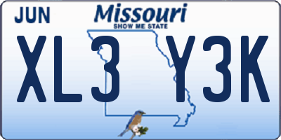 MO license plate XL3Y3K