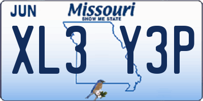 MO license plate XL3Y3P