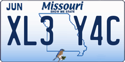 MO license plate XL3Y4C