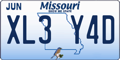MO license plate XL3Y4D