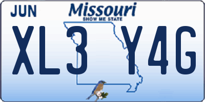 MO license plate XL3Y4G