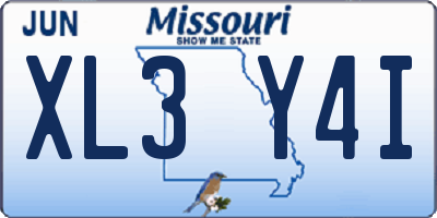 MO license plate XL3Y4I