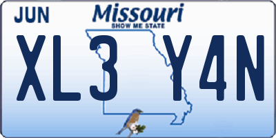 MO license plate XL3Y4N
