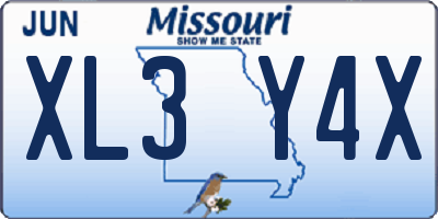 MO license plate XL3Y4X