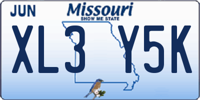 MO license plate XL3Y5K