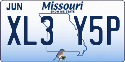 MO license plate XL3Y5P