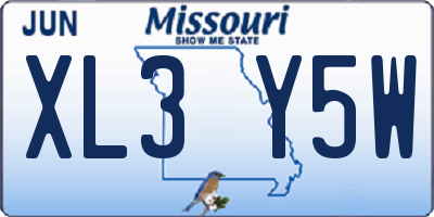 MO license plate XL3Y5W