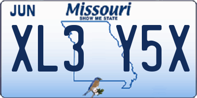 MO license plate XL3Y5X