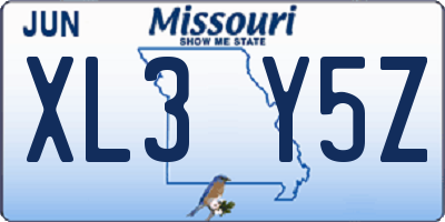 MO license plate XL3Y5Z