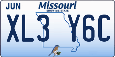 MO license plate XL3Y6C