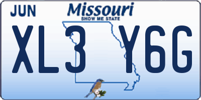 MO license plate XL3Y6G