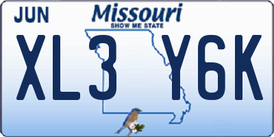 MO license plate XL3Y6K