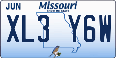 MO license plate XL3Y6W
