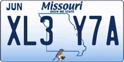 MO license plate XL3Y7A