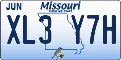 MO license plate XL3Y7H