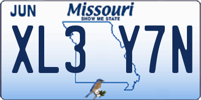 MO license plate XL3Y7N