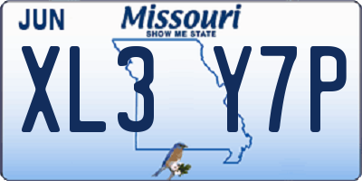 MO license plate XL3Y7P