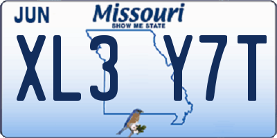 MO license plate XL3Y7T