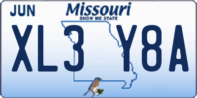 MO license plate XL3Y8A