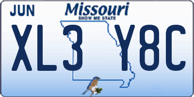 MO license plate XL3Y8C