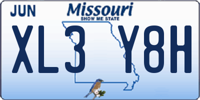 MO license plate XL3Y8H