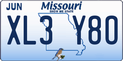 MO license plate XL3Y8O