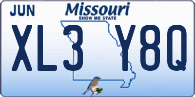 MO license plate XL3Y8Q