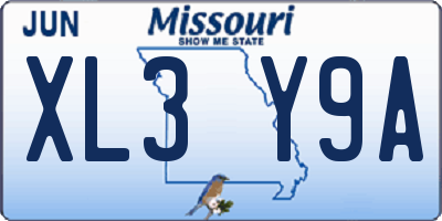 MO license plate XL3Y9A