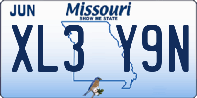 MO license plate XL3Y9N