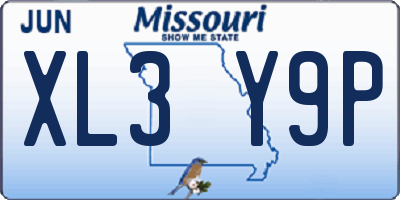 MO license plate XL3Y9P